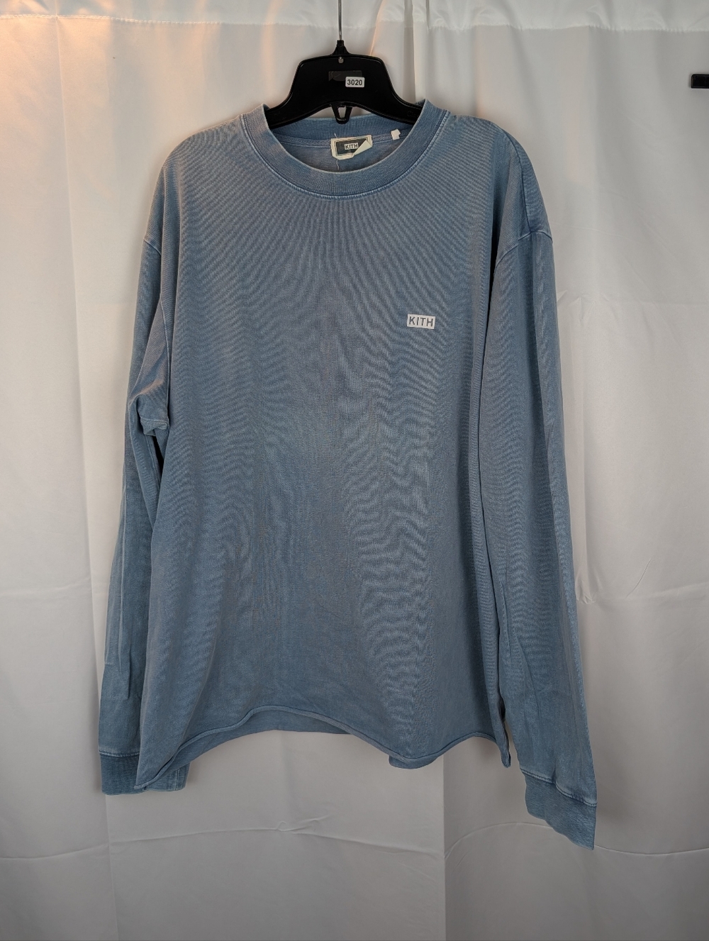 Kith Long-Sleeve LAX Pigment Dyed T-Shirt 'Light Indigo' Size XL In EUC